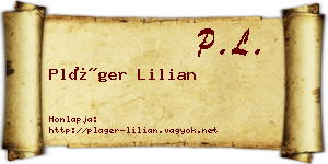 Pláger Lilian névjegykártya